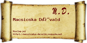 Macsicska Dévald névjegykártya